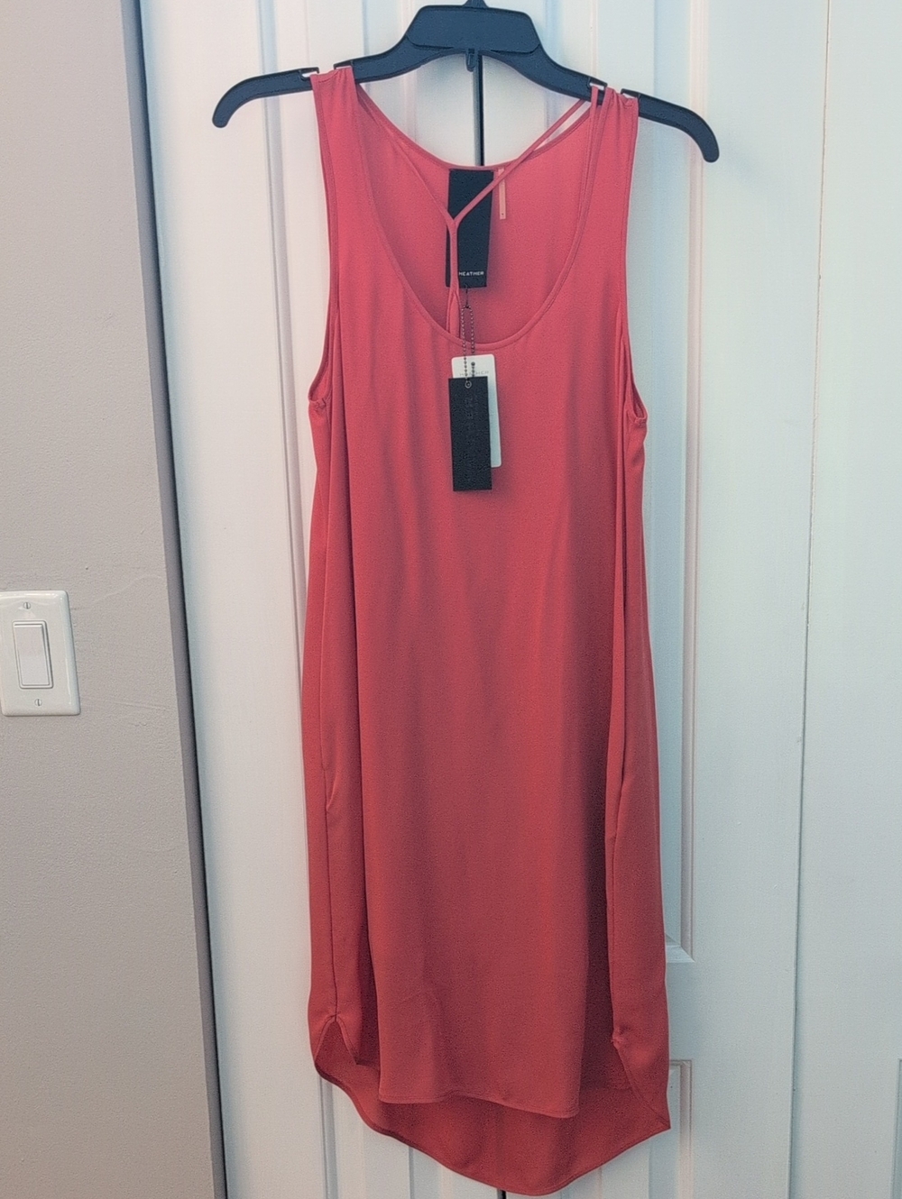 Sleeveless Coral Slip Dress with V-Back